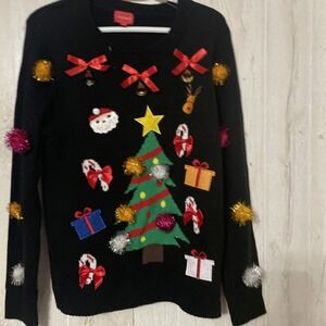 Joyland Womens Embellished Christmas Sweater Xl